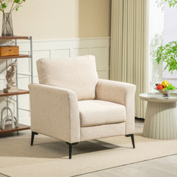 HOMCOM Modern Cream Linen Fabric Accent Chair - Size: Single - Yellow - Wilko - thumbnail 5