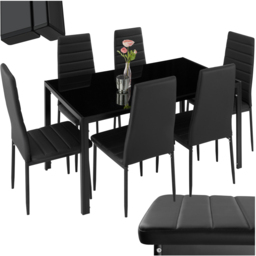 Tectake 6 Seater Black Dining Set - Wilko - thumbnail 3