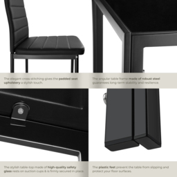 Tectake 6 Seater Black Dining Set - Wilko - thumbnail 4