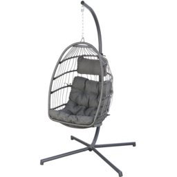 Home Garden Direct Chara Grey Rattan Hanging Chair - Wilko - thumbnail 3