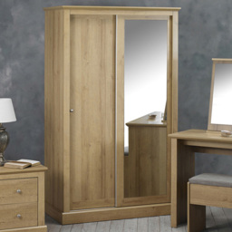 Devon 2 Door Solid Oak Sliding Mirror Wardrobe - Brown - LPD Home - Wilko - thumbnail 5