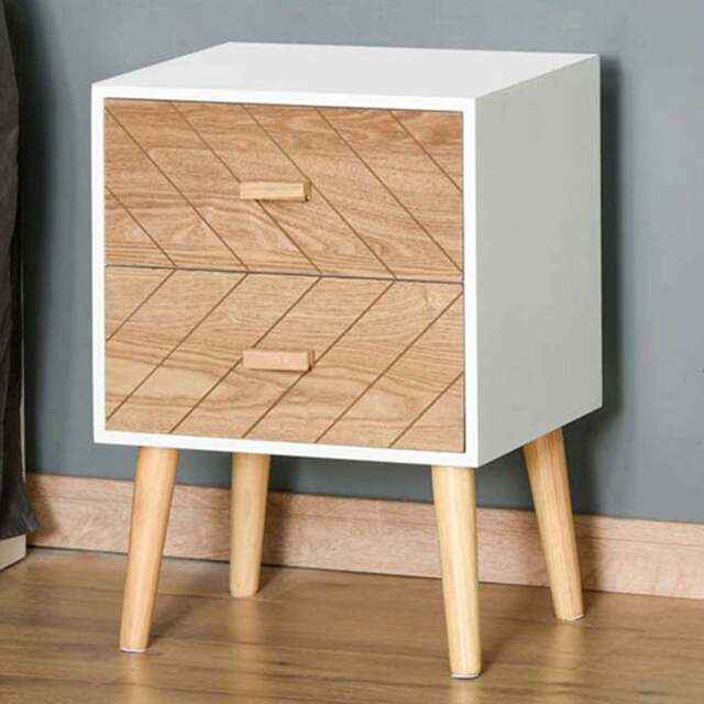 Portland Nordic 2 Drawer White Wooden Bedside Table - Multi - Wilko - image 1