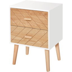 Portland Nordic 2 Drawer White Wooden Bedside Table - Multi - Wilko - thumbnail 3