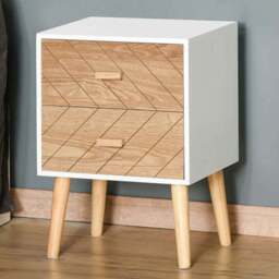 Portland Nordic 2 Drawer White Wooden Bedside Table - Multi - Wilko - thumbnail 1