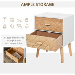 Portland Nordic 2 Drawer White Wooden Bedside Table - Multi - Wilko - thumbnail 7