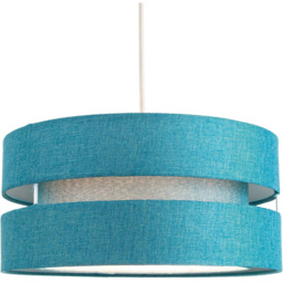 Happy Homewares Contemporary 3 Tier Teal Linen Fabric Pendant Shade - Size: 13 x 26 x 26cm - Green - Wilko - thumbnail 3