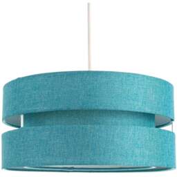 Happy Homewares Contemporary 3 Tier Teal Linen Fabric Pendant Shade - Size: 13 x 26 x 26cm - Green - Wilko