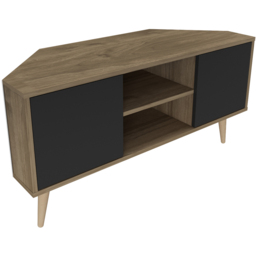 Decorotika Lesson 2 Door 2 Shelf Walnut and Black Corner TV Stand - Size: 16.6 x 120 x 59.8cm - Multi - Wilko - thumbnail 3