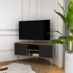 Decorotika Lesson 2 Door 2 Shelf Walnut and Black Corner TV Stand - Size: 16.6 x 120 x 59.8cm - Multi - Wilko - thumbnail 5