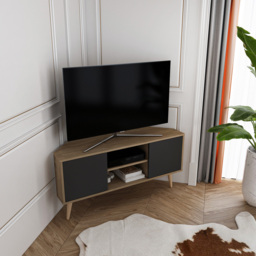 Decorotika Lesson 2 Door 2 Shelf Walnut and Black Corner TV Stand - Size: 16.6 x 120 x 59.8cm - Multi - Wilko - thumbnail 7