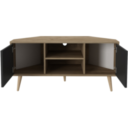 Decorotika Lesson 2 Door 2 Shelf Walnut and Black Corner TV Stand - Size: 16.6 x 120 x 59.8cm - Multi - Wilko - thumbnail 6
