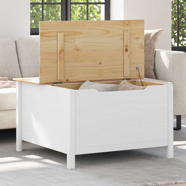 vidaXL Hill 5 Drawer White and Honey Brown Solid Pine Wood Coffee Table - Size: 49 x 79.5 x 79.5cm - Multi - Wilko - image 1