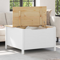 vidaXL Hill 5 Drawer White and Honey Brown Solid Pine Wood Coffee Table - Size: 49 x 79.5 x 79.5cm - Multi - Wilko