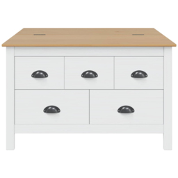 vidaXL Hill 5 Drawer White and Honey Brown Solid Pine Wood Coffee Table - Size: 49 x 79.5 x 79.5cm - Multi - Wilko - thumbnail 7