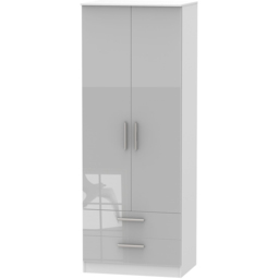 Crowndale Contrast 2 Door 2 Drawer Grey and White Matt Tall Wardrobe Ready Assembled - Size: 2 Door, 2 Drawer - Wilko - thumbnail 4