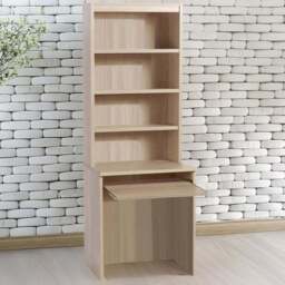 R White Cabinets 4 Shelf Small Laptop Desk with Keyboard Tray and Hutch Brown - Size: 182.8 x 60 x 54cm - Wilko - thumbnail 1