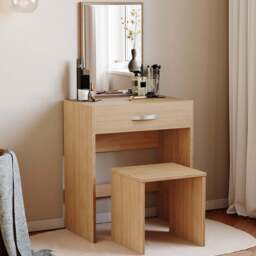VIDA DESIGNS Isla Single Drawer Pine Dressing Table with Mirror - Size: 39 x 63 x 130cm - Brown - Wilko
