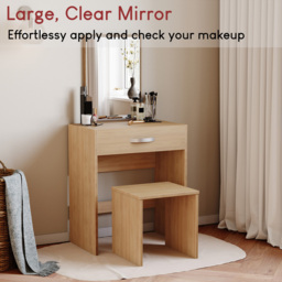 Vida Designs Isla Single Drawer Pine Dressing Table with Mirror - Size: 39 x 63 x 130cm - Brown - Wilko - thumbnail 6