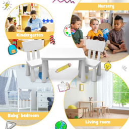 Costway White Table and Chair Set - Size: 81.3 x 61 x 20.32cm - Wilko - thumbnail 6