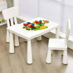 Costway White Table and Chair Set - Size: 81.3 x 61 x 20.32cm - Wilko - thumbnail 1