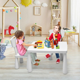 Costway White Table and Chair Set - Size: 81.3 x 61 x 20.32cm - Wilko - thumbnail 4