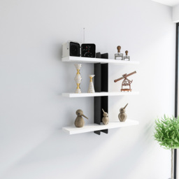 Decorotika Mita 3 Tier White and Black Wall Mounted Shelf - Size: 50 x 50 x 11cm - Multi - Wilko - thumbnail 4