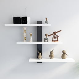 Decorotika Mita 3 Tier White and Black Wall Mounted Shelf - Size: 50 x 50 x 11cm - Multi - Wilko - thumbnail 1