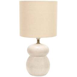 ValueLights Kendal Natural Linen Drum Shade Beige Glazed Ceramic LED Table Lamp - Size: 34 x 18 x 18cm - White - Wilko