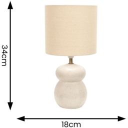 ValueLights Kendal Natural Linen Drum Shade Beige Glazed Ceramic LED Table Lamp - Size: 34 x 18 x 18cm - White - Wilko - thumbnail 5