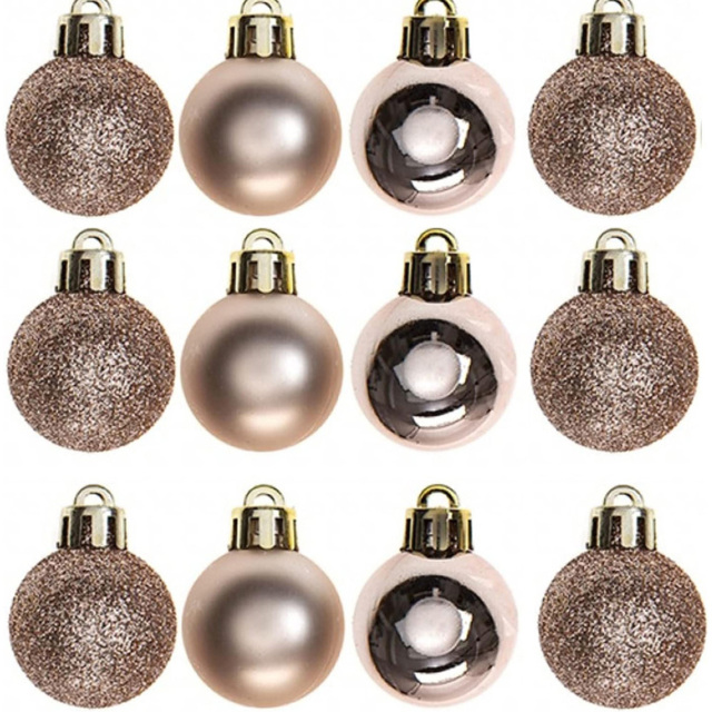 Shatchi 3cm Rose Gold Shatterproof Bauble 12 Pack - Wilko - image 1