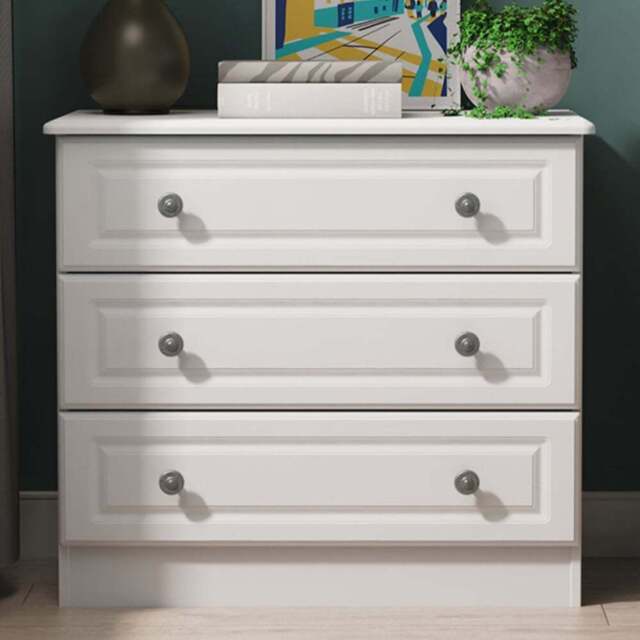 Crowndale Pembroke 3 Drawer Matt White Chest of Drawers Ready Assembled - White Matt - Wilko - image 1