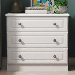 Crowndale Pembroke 3 Drawer Matt White Chest of Drawers Ready Assembled - White Matt - Wilko - thumbnail 1