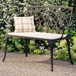 Charles Bentley Cast Aluminium Black Bench - Size: 2 Seater - Wilko