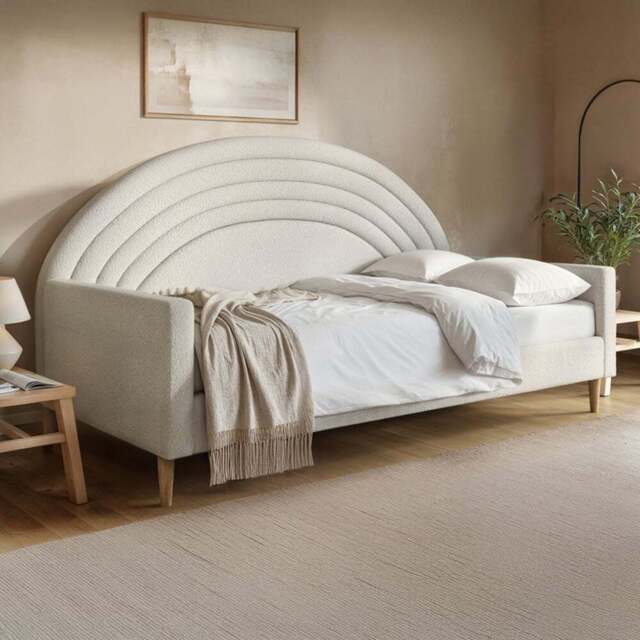 Flair Noa Beige Teddy Rainbow Day Bed - Size: Single - Cream - Wilko - image 1