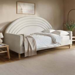 Flair Noa Beige Teddy Rainbow Day Bed - Size: Single - Cream - Wilko