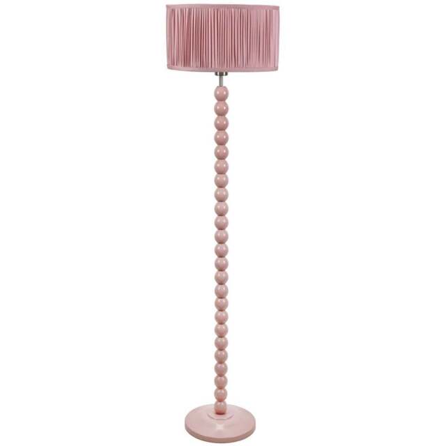 ValueLights Bobbins Ruched Pleated Blush Pink Drum Shade Painted Rose LED Floor Lamp - Wilko - image 1