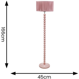 ValueLights Bobbins Ruched Pleated Blush Pink Drum Shade Painted Rose LED Floor Lamp - Wilko - thumbnail 7