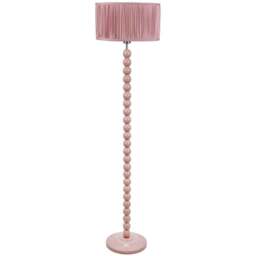 ValueLights Bobbins Ruched Pleated Blush Pink Drum Shade Painted Rose LED Floor Lamp - Wilko - thumbnail 1