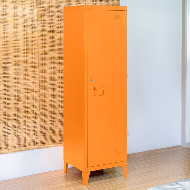 MMT Furniture Designs Single Door Orange Metal Locker Cabinet - Size: 137 x 38.5 x 38.5cm - Wilko - image 1
