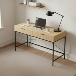Home Source Wisbech 2 Drawer Oak Effect and Black Desk - Size: 77 x 120 x 48cm - Wilko - thumbnail 5