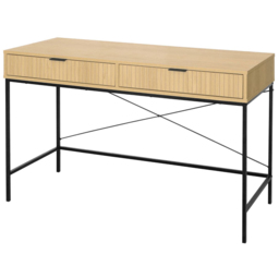 Home Source Wisbech 2 Drawer Oak Effect and Black Desk - Size: 77 x 120 x 48cm - Wilko - thumbnail 3