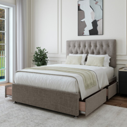 Bedmaster Small Double Slate Linen 4 Drawer Divan Base with Lona Headboard - Grey - Wilko - thumbnail 3
