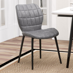 Costway Set of 2 Grey Padded Back Retro Dining Chairs - Size: 70 x 51 x 34cm - Wilko - thumbnail 1