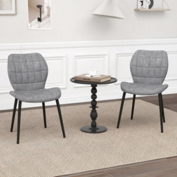 Costway Set of 2 Grey Padded Back Retro Dining Chairs - Size: 70 x 51 x 34cm - Wilko - thumbnail 5