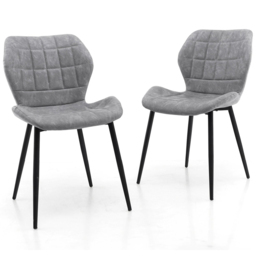 Costway Set of 2 Grey Padded Back Retro Dining Chairs - Size: 70 x 51 x 34cm - Wilko - thumbnail 3