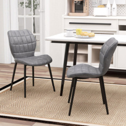 Costway Set of 2 Grey Padded Back Retro Dining Chairs - Size: 70 x 51 x 34cm - Wilko - thumbnail 4