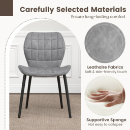 Costway Set of 2 Grey Padded Back Retro Dining Chairs - Size: 70 x 51 x 34cm - Wilko - thumbnail 7