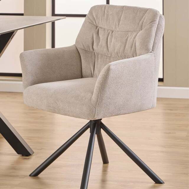 Florence Alonso Cream Swivel Dining Chair with Armrest Set of 2 - Furniture To Go - Wilko - image 1