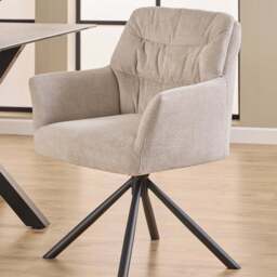 Florence Alonso Cream Swivel Dining Chair with Armrest Set of 2 - Furniture To Go - Wilko