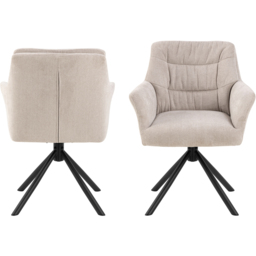 Florence Alonso Cream Swivel Dining Chair with Armrest Set of 2 - Furniture To Go - Wilko - thumbnail 4
